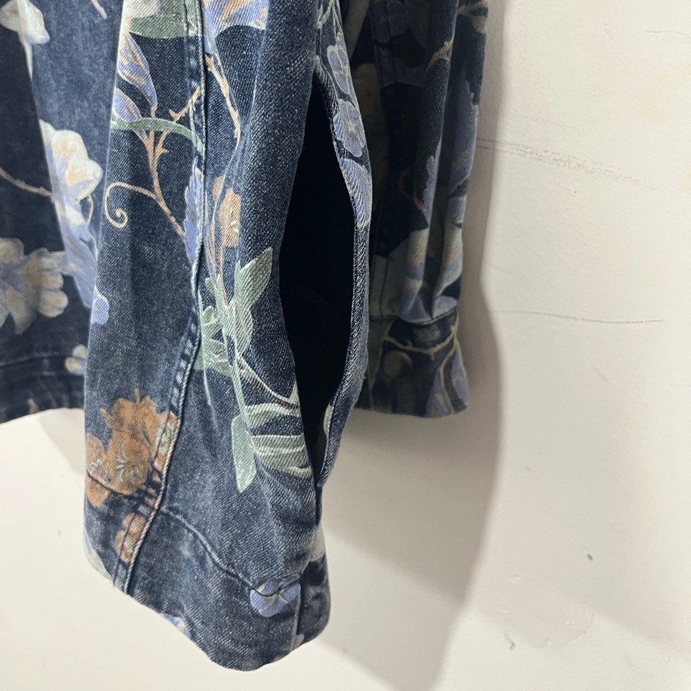J.NNA Floral Denim Jacket 1XL Blue Cottagecore Oversized Button Front NWT - Picture 7 of 13
